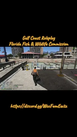 A post by @bryantdavis91 on TikTok caption: W-24 | Cpl B. Hunter checking out the boats stationed at the FWC Air/Marine Operations Station. #gulfcoastroleplay #fivem #fivemroleplay #floridafwc 