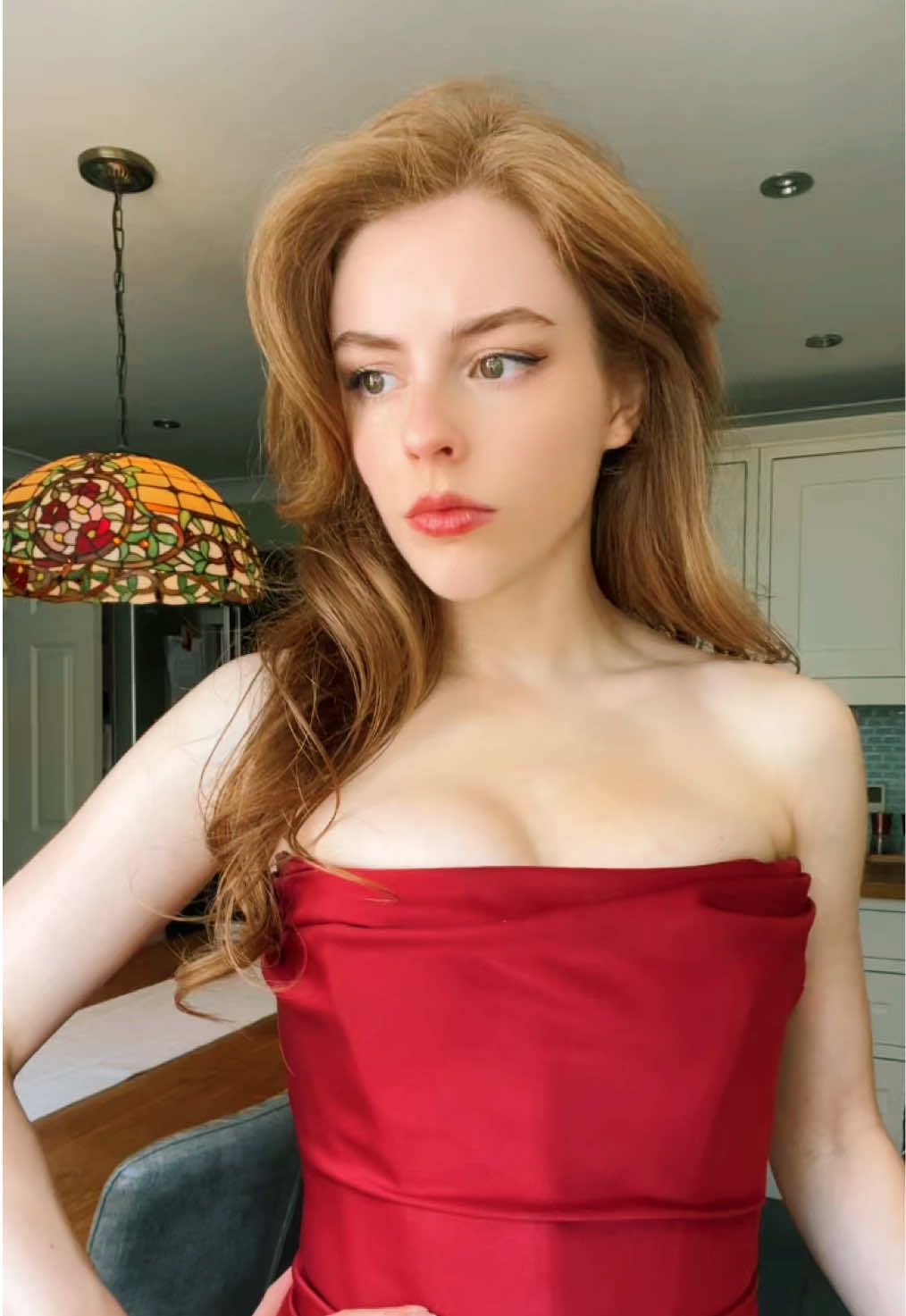 A post by @ameliagething on TikTok caption: Addicted 👩🏻‍🦰💀#deathbecomesher #musicaltheatre #comedy #redhead 