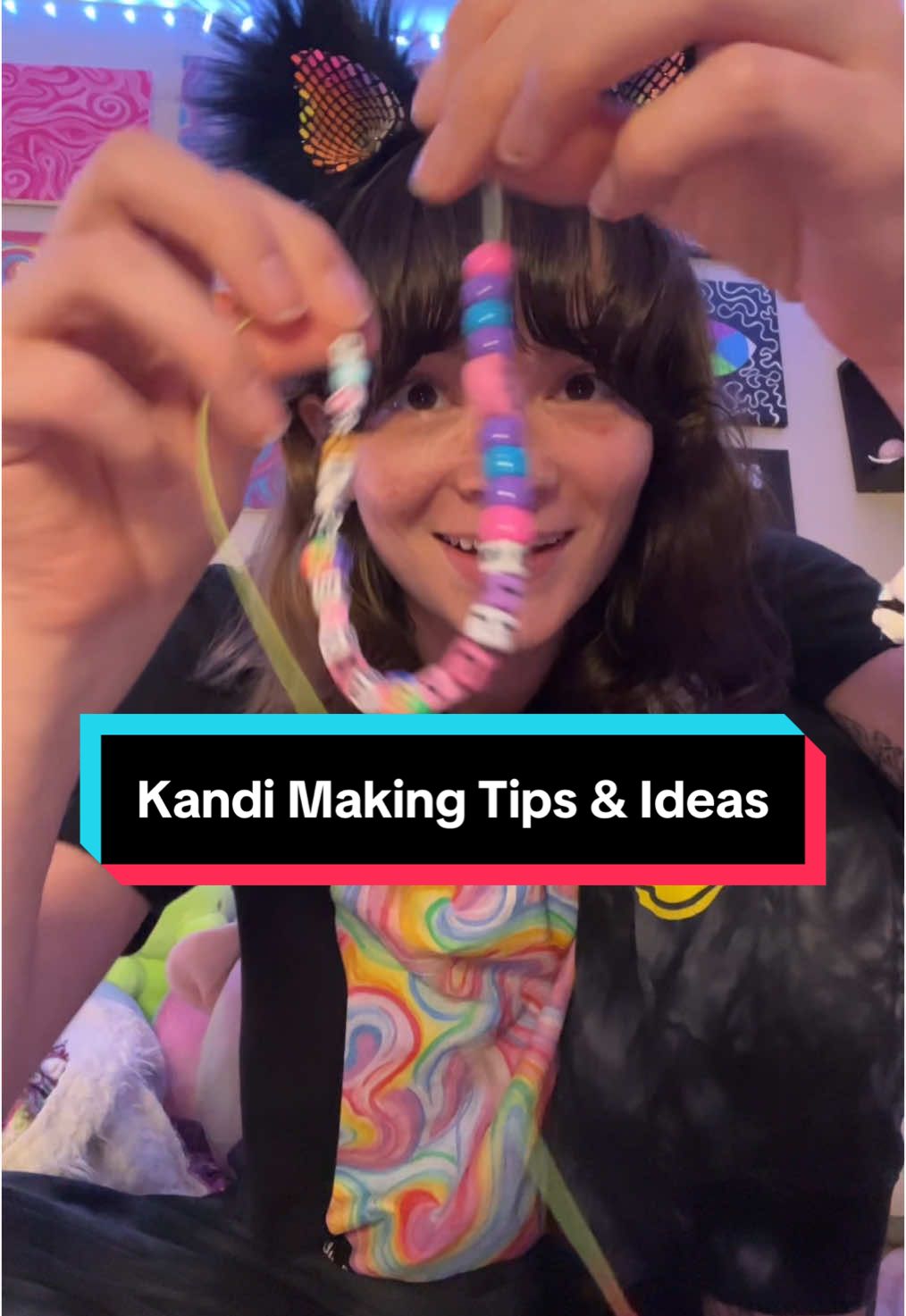 A post by @queerbassqueen on TikTok caption: My rave kandi making process with some tips & ideas!! Remember to ask permission before hugging a fellow raver #kandi #edmcommunity #kandikid #ravers #edm 