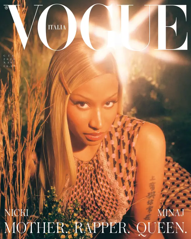 A post by @nickiminaj on TikTok caption: @vogueitalia #NickiMinaj #Barbz #GagCity 
