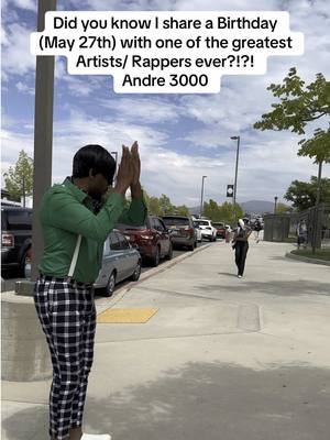A post by @wealthyjev on TikTok caption: Did you know me and #Andre3000 have the same #birthday May 27th! Here are some of my #viral clips paying homage to one of #TheGreatest rappers/artists of all time! #fyp 
