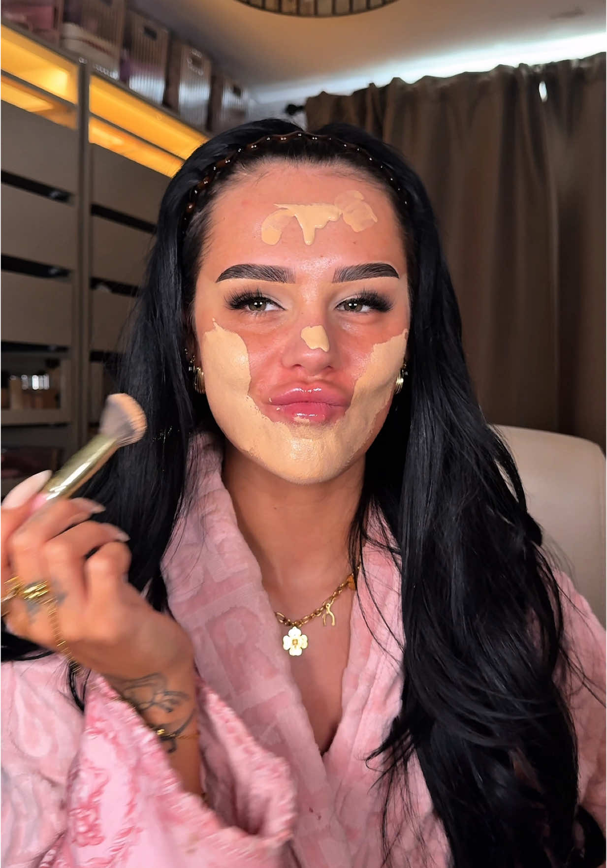 A post by @ on TikTok caption: did you see that lid go flying HAHAHA #fyp #grwm 