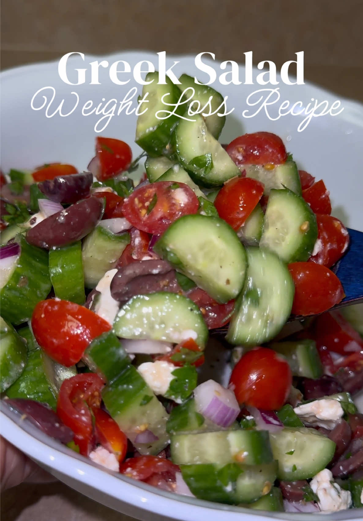 A post by @mishlovee on TikTok caption: Greek Salad for Weight Loss ❤️ absolutely delicious !!!!!!! Find more recipes in My Weight Loss CookBook 📚 Www.bodybymish.com #weightlossjourney #weightlosstransformation #weightlossinspiration #weightloss #weightlosstips #reels  #workoutmotivation #workoutRoutine #gettingfit #BeginnerWorkOut #youtube #recipes #weightlossrecipes #WeightLossJourney #HealthyRecipes #ProteinAndFiber #SustainableEating #HealthyLiving #CookbookRelease #LoseWeight