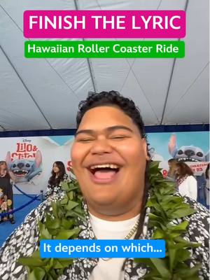 A post by @disneymusic on TikTok caption: Do you know the lyrics to "Hawaiian Roller Coaster Ride" as well as the cast and crew of Disney's Lilo & Stitch? Listen to your favorite songs from the film now on the Lilo & Stitch Official playlist on @Spotify. Disney's #LiloAndStitch is now playing only in theaters. #DisneyMusic #Lilo #Stitch #IamTongi #HawaiianRollerCoasterRide #NewMusic #DisneySongs #Lyrics