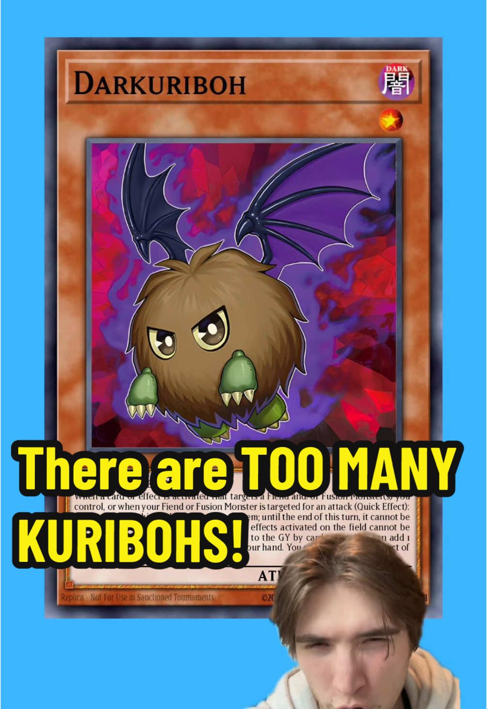 A post by @yugioh_fillers on TikTok caption: There are WAY TOO MANY Kuribohs! #yugiohmasterduel #yugiohduellinks #yugiohanime 