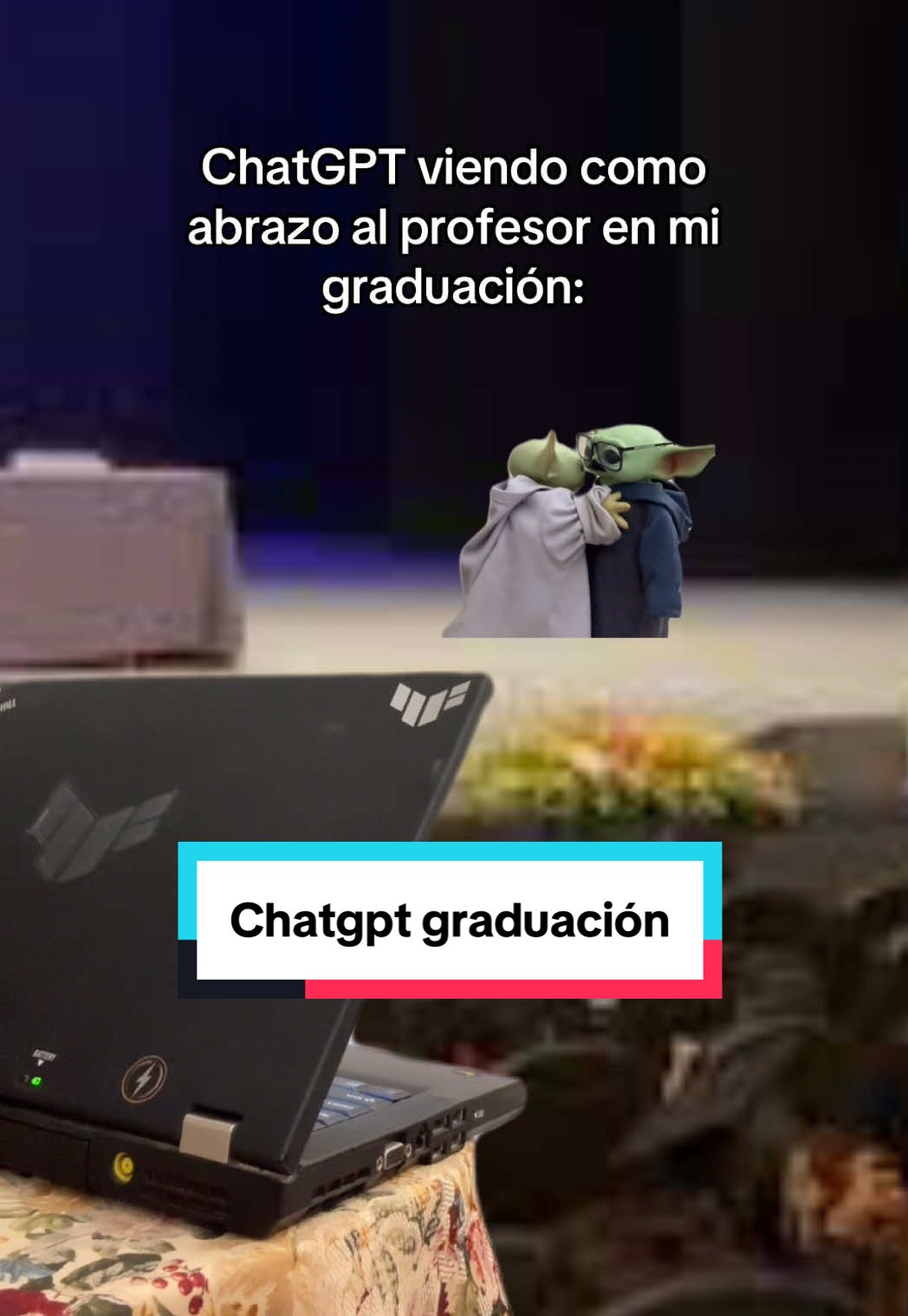 A post by @yodabeibi on TikTok caption: No es lo que parece ChatGPT 😢 #humor #fyp #chatgpt #graduacion 
