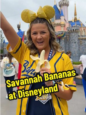 A post by @disneyparks on TikTok caption: Fans of @thesavbananas were peelin’ good today at Disneyland 🍌🏰 #Disneyland70 #SavannahBananas 