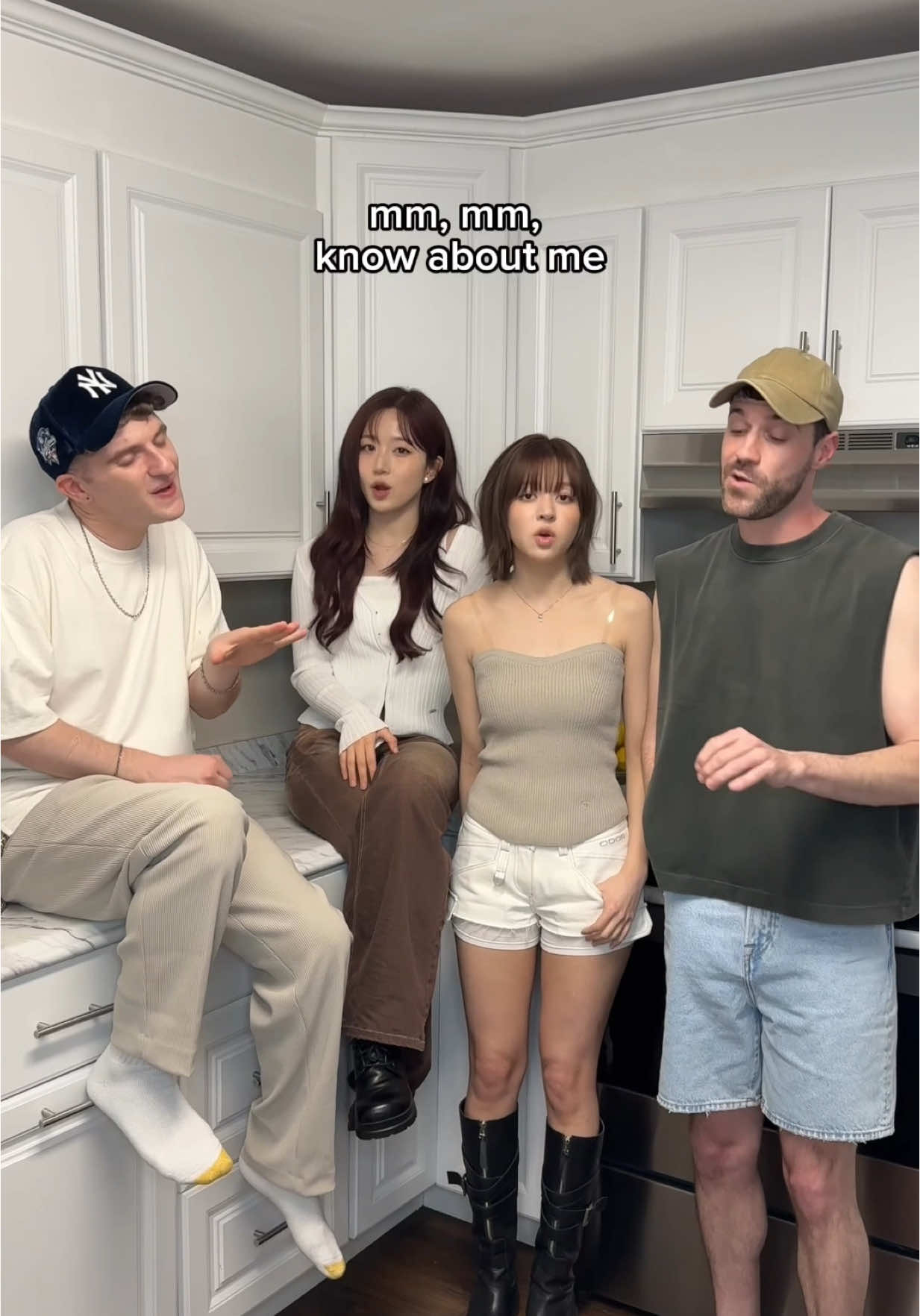 A post by @jonathantilkin on TikTok caption: what an amazing day to be NSWERS 🩵 so excited that we got to sing with Lily + Haewon from @NMIXX 🫰🏻 @Anthony Gargiula #nmixx #knowaboutme #kpop #엔믹스