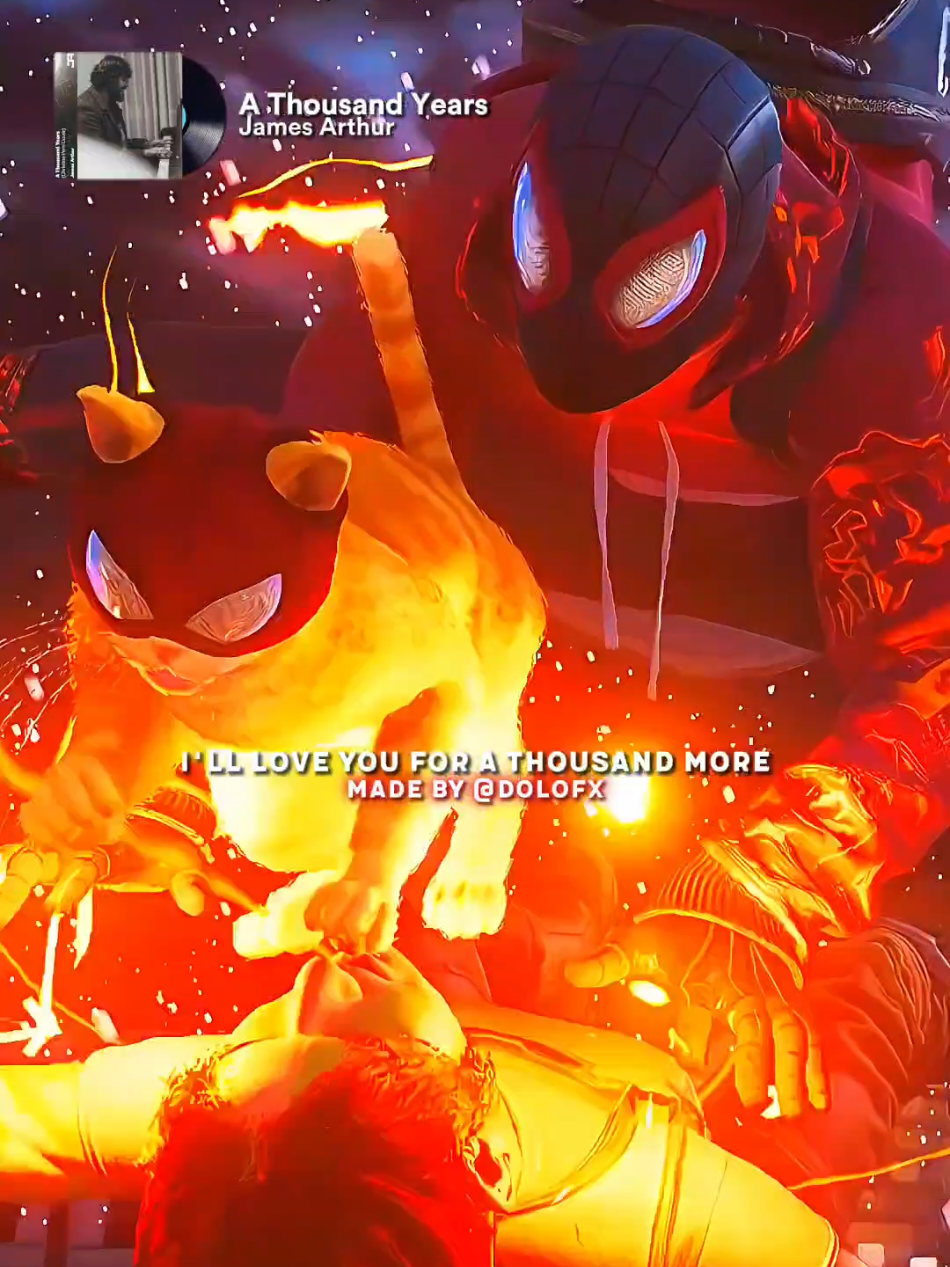 A post by @dolofx on TikTok caption: Replying to @bagchaserk3y w idea! I'll post more fights fs 🤞🏽 a thousand years by @James Arthur  #spiderman #marvelspiderman2 #milesmorales #jamesarthur #athousandyears #lyrics #music #asthetic #foryou #fyp 
