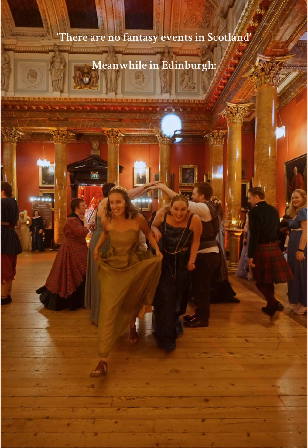 A post by @mysticfateuk on TikTok caption: Scotland is currently experiencing a Medieval Revival! Along with that, its history of fantasy and folklore are being celebrated across the Highlands and Islands by countless artists.  We are honoured to be part of the revival with the Crown and Dagger Ball in Edinburgh! The ball was brought back for a third year this April to Scotland’s capital and celebrated all things royalcore. We can’t wait to return to Scotland again. However we might be considering a new theme 🤔 What themes would you like to see? #fantasyball #BookTok #bookstagram #bookish #renaissancefaire #renfaire #ukrenaissancefaire #fantasydress 