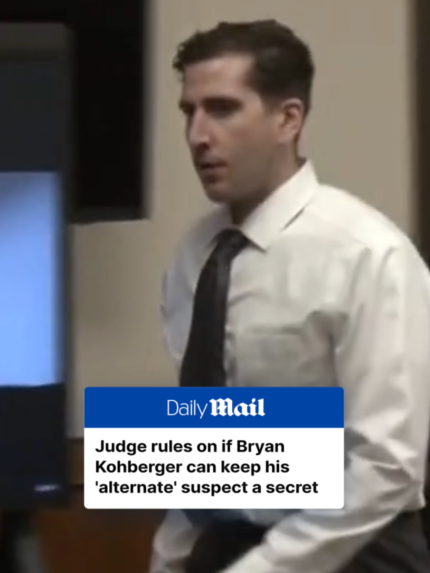 A post by @dailymailcrime on TikTok caption: Bryan Kohberger's apparent evidence pointing to an alternate killer in the murders of four University of Idaho students has been sealed, keeping the bombshell allegations in secrecy. The Judge GRANTED a request from Kohberger's defense team this week to keep its filing 'in Support of Offer of Proof RE: Alternate Perpetrators and its supporting exhibits' sealed. As it stands, the identity of this suspect or suspects and what evidence the defense has that could tie them to the brutal murders WILL remain a mystery.  It also remains to be seen whether or not the judge will allow the defense to present these claims to the jury at his capital murder trial - and so whether or not the public will ever learn the answers to those questions. Read more at DailyMail.com #crime #crimetok #murder #victim #court #bryankohberger #trial #students #idaho