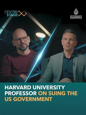 A post by @aljazeeraenglish on TikTok caption: Andrew Manuel Crespo, a professor at Harvard Law School, discusses Harvard's resistance to the pressure the #Trump administration is applying against universities. Watch the full episode on the Al Jazeera YouTube channel. #harvarduniversity