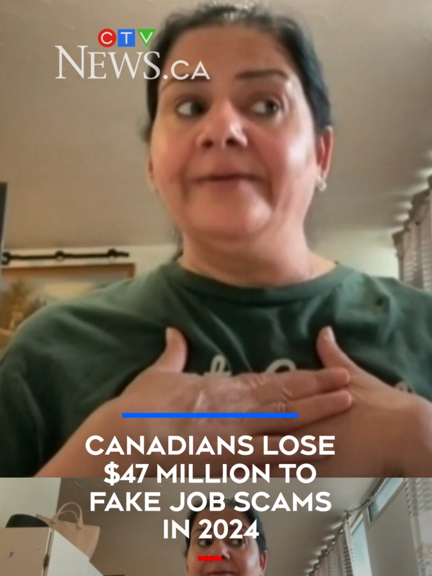 A post by @ctvnewstoronto on TikTok caption: Canadians lose $47 million to fake job scams in 2024 Canadians lost $47 million to employment fraud last year and nearly $15 million was lost to job scams in Ontario which is why Ontario’s Labour Minister is vowing a crack down on fraudulent job postings. CTV's Pat Foran reports.