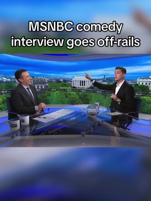 A post by @themattfriend on TikTok caption: MSNBC comedy interview goes off-rails: JD Vance impression, meeting Obama, Trump roasts, & more #trump #jdvance #obama #msnbc #politics #funny