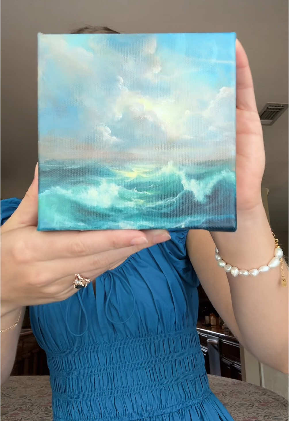 A post by @gustofwindart on TikTok caption: One of the small canvas paintings I have available on my website right now!  I love getting to work on this small scale #oceanartist#oceanart#seascape#waves#wavepainting#artforsale