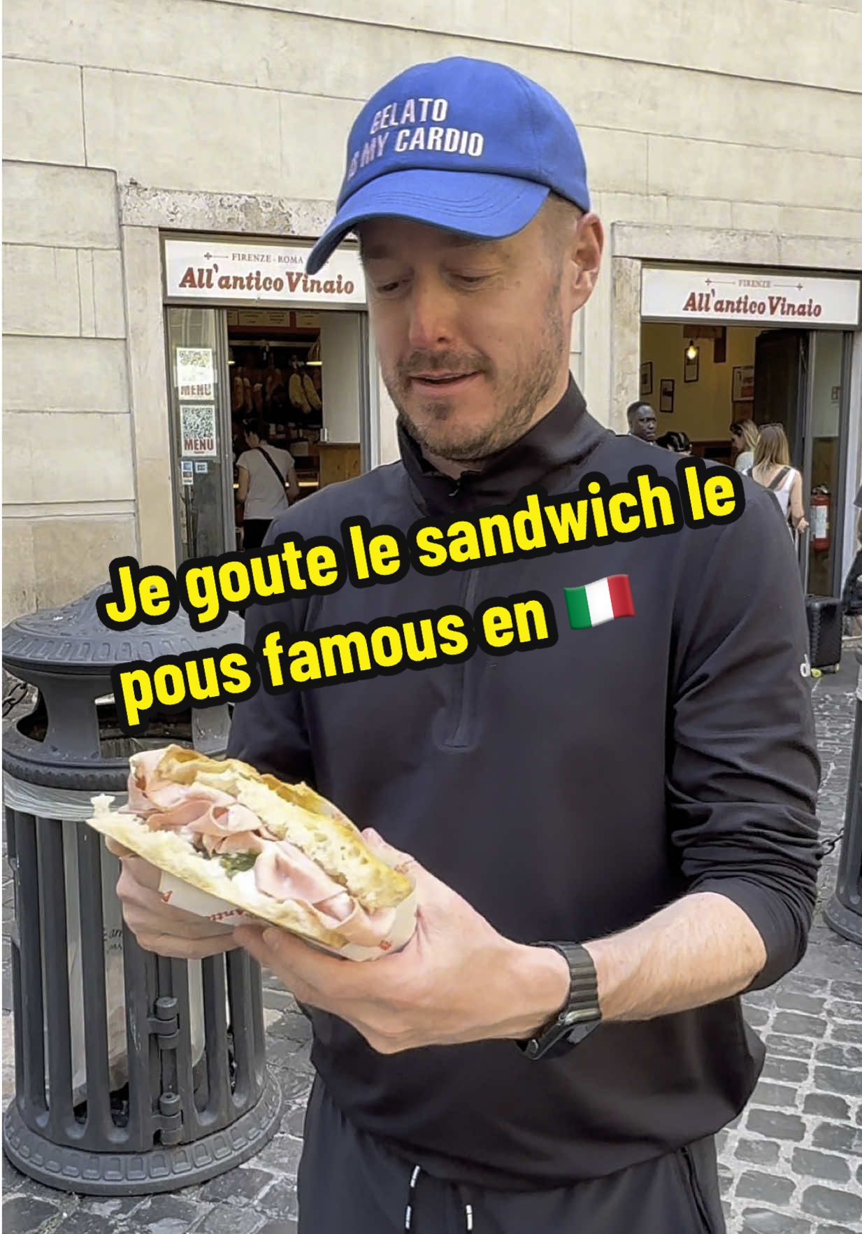 A post by @oliprimeau on TikTok caption: Je goûte au sandwich le plus famous en Italie 🇮🇹 #italie #montreal #quebec #pourtoi #sandwich 