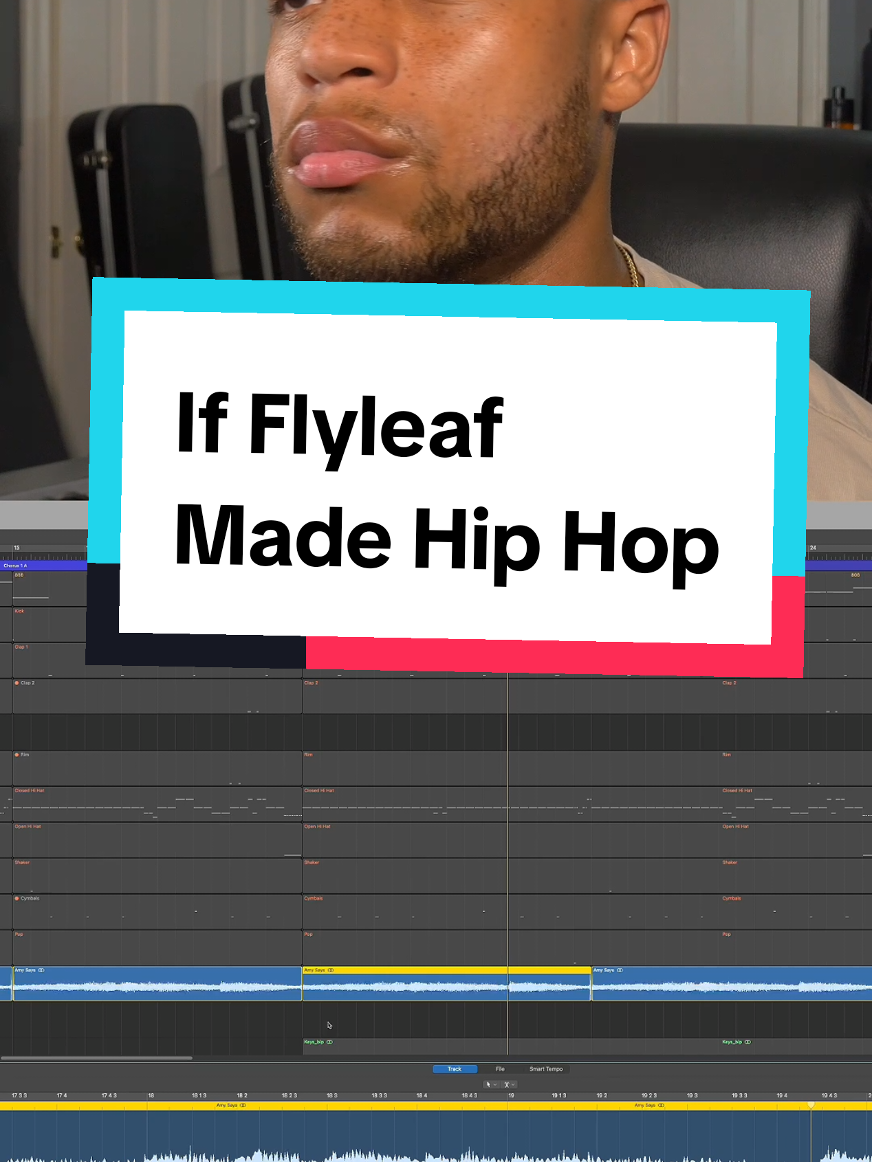 A post by @lmarquee on TikTok caption: Let's sample Flyleaf and make a beat! Who do you hear on this beat? #MakingBeats #MusicProducers #ProducerTok #DuetBeats #DuetThisBeat #flyleaf 