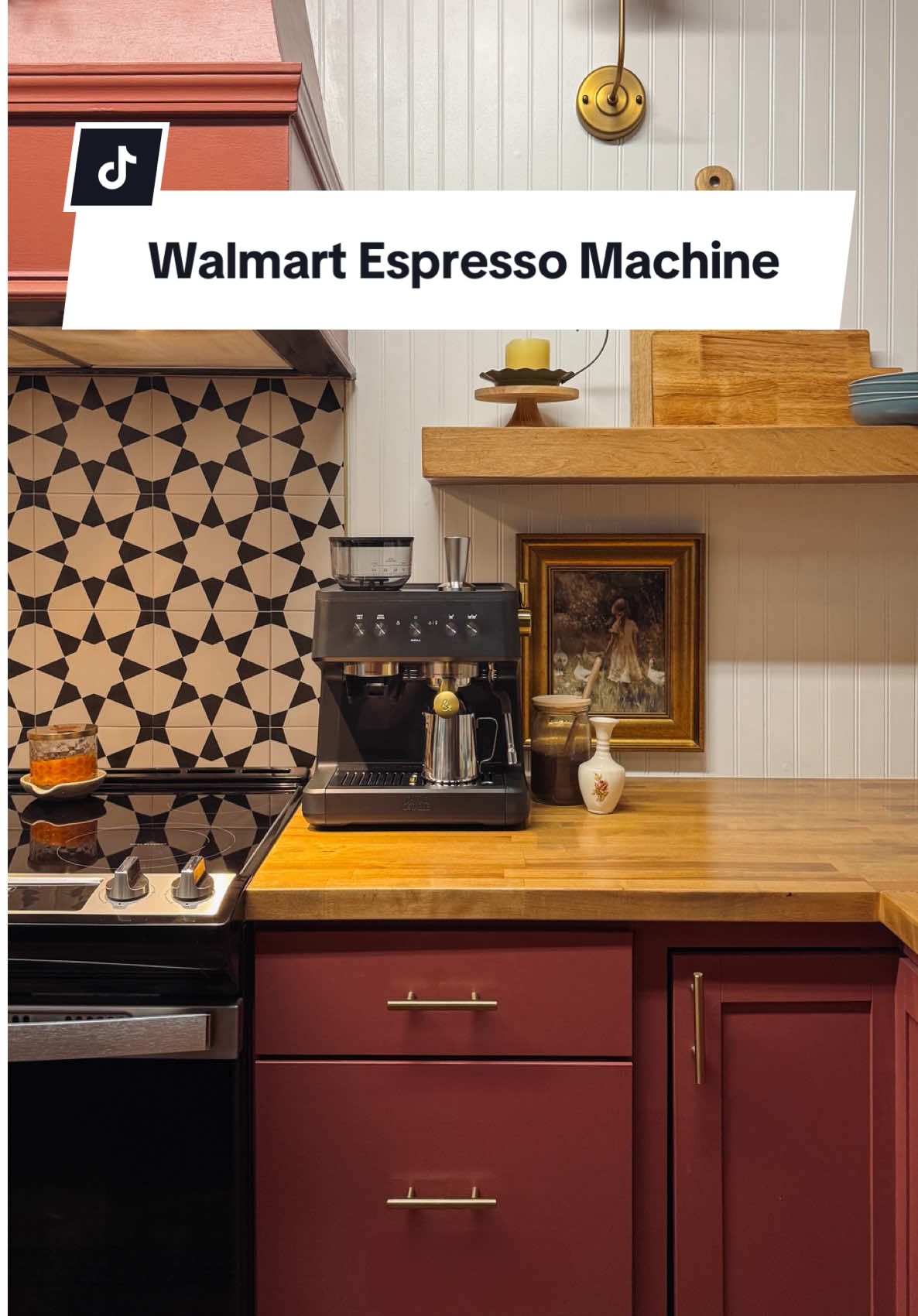 A post by @thecolorofourhome on TikTok caption: How is this espresso machine this affordable and this chic?! I’m officially obsessed. 😍☕ #walmartfinds #thymeandtable #espressomachine #affordablehomefinds 