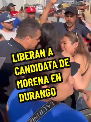 A post by @politicomx on TikTok caption: 🚨 Así fue liberada la candidata de Morena en Durango Después de un par de horas detenida, Karen Pérez Herrera, candidata de Morena a la presidencia Municipal de Santiago Papasquiaro, Durango, fue liberada. La líder de Morena, Luisa Alcalde, sostuvo que el arresto fue ilegal. #news #noticias #durango #morena #elecciones #políticomx #fyp #foryoupage #paratii #videoviral #viral 
