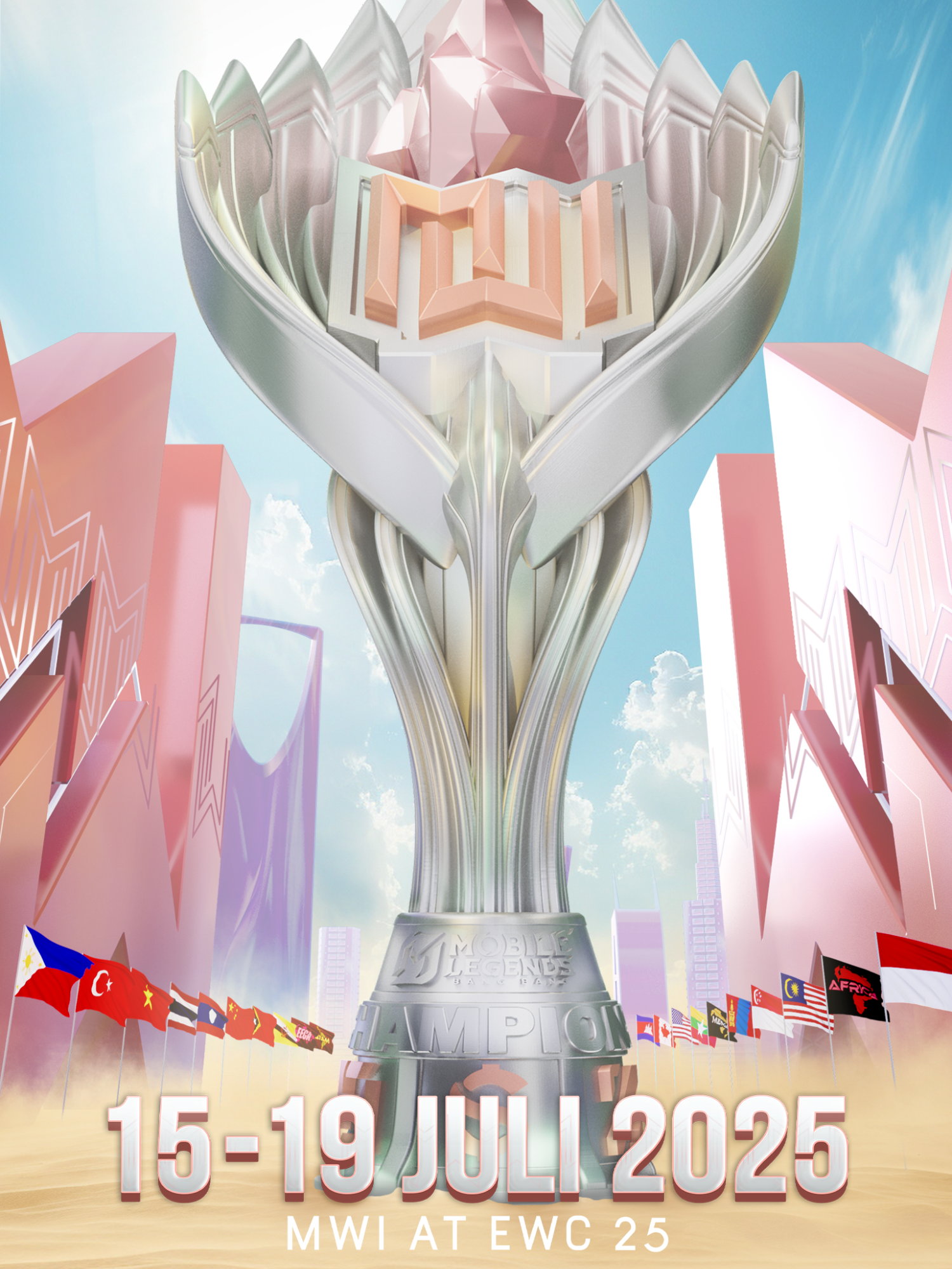 A post by @mpl.id.official on TikTok caption: Panggung telah disiapkan untuk kejayaan #LIMITLESS ✨ Trofi baru, sejarah baru! 🏆 Dari tanggal 15 hingga 19 Juli di Riyadh, Arab Saudi, saksikan 16 tim wanita terbaik dunia  bertarung memperebutkan tahta di MWI di EWC 2025! 🔥 #MLBBEsports #MWI2025 #MWIatEWC25 #MLBB #MobileLegendsBangBang #EsportsWorldCup #EWC2025