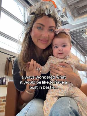 A post by @campbellhuntpuckett on TikTok caption: obsessed with being her mom #momlife #hairstyle #transition #pookie 