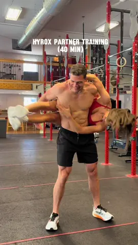 A post by @solenelucass on TikTok caption: Training style Hyrox en duo 🔥 @Félix  Psss : Les nouvelles couleurs d’été de la collection ADAPT sont sorties ❤️👀@AYBL "SOLENE10" je porte la couleur "Salsa Red"   Workout :  À faire toutes les 8 minutes :  -300 mètres de course  -30 Wall balls  -8-10 toes to bar (strict) -300 mètres de course  * Pour le reste du temps prendre une pause, puis recommencer pour un total de 5x (total 40 minutes)  . #hyrox #training #cardio #qc 