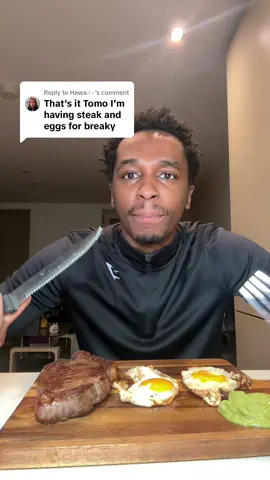 A post by @mudy1a on TikTok caption: Replying to @Hawa🌬️ #steak #steakandeggs #carnivorediet #eatwithme #mentality @Gymshark 