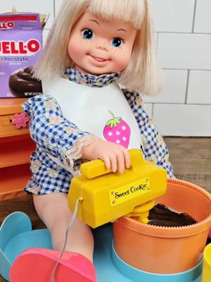 A post by @asmrplayroom on TikTok caption: 1973 Hasbro Sweet Cookie Doll #asmr #vintage #vintagedoll #70s #hasbro 