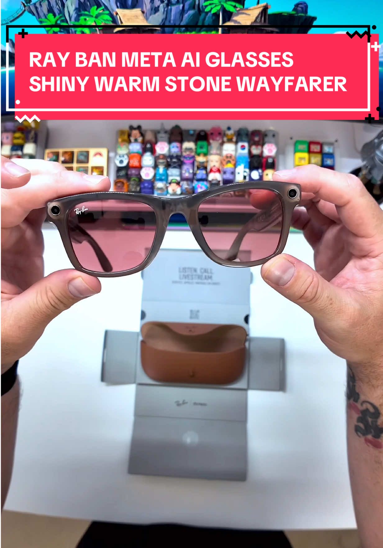 A post by @hapathunder on TikTok caption: Unbox the @raybanmeta AI Smart Glasses with me 😎 The Large Wayfarer in the Shiny Warm Stone with the clear/watermelon transition lenses are such a vibe! 🤩🕶️ Check them out with the link in my bio! 😍 #raybanmetaaffiliate #rayban #raybanmeta #hapathunder #tech #techtok #fypシ #blendedgtalks @Blended Group 