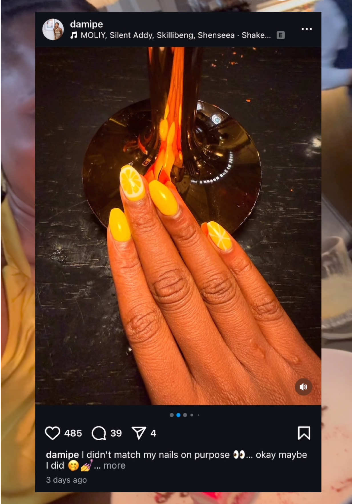 A post by @damipepe on TikTok caption: One thing about me, my nails will be as dramatic as I am. I think these are my favourite set this year, but I say this about every set I’ve gotten, so 😂 What do we think? Do we love the Lemon nails 🍋? I’m going to the kiwi nails for the month of July 🥝 #nailsoftiktok #naildayvlog #nailinspo2025 