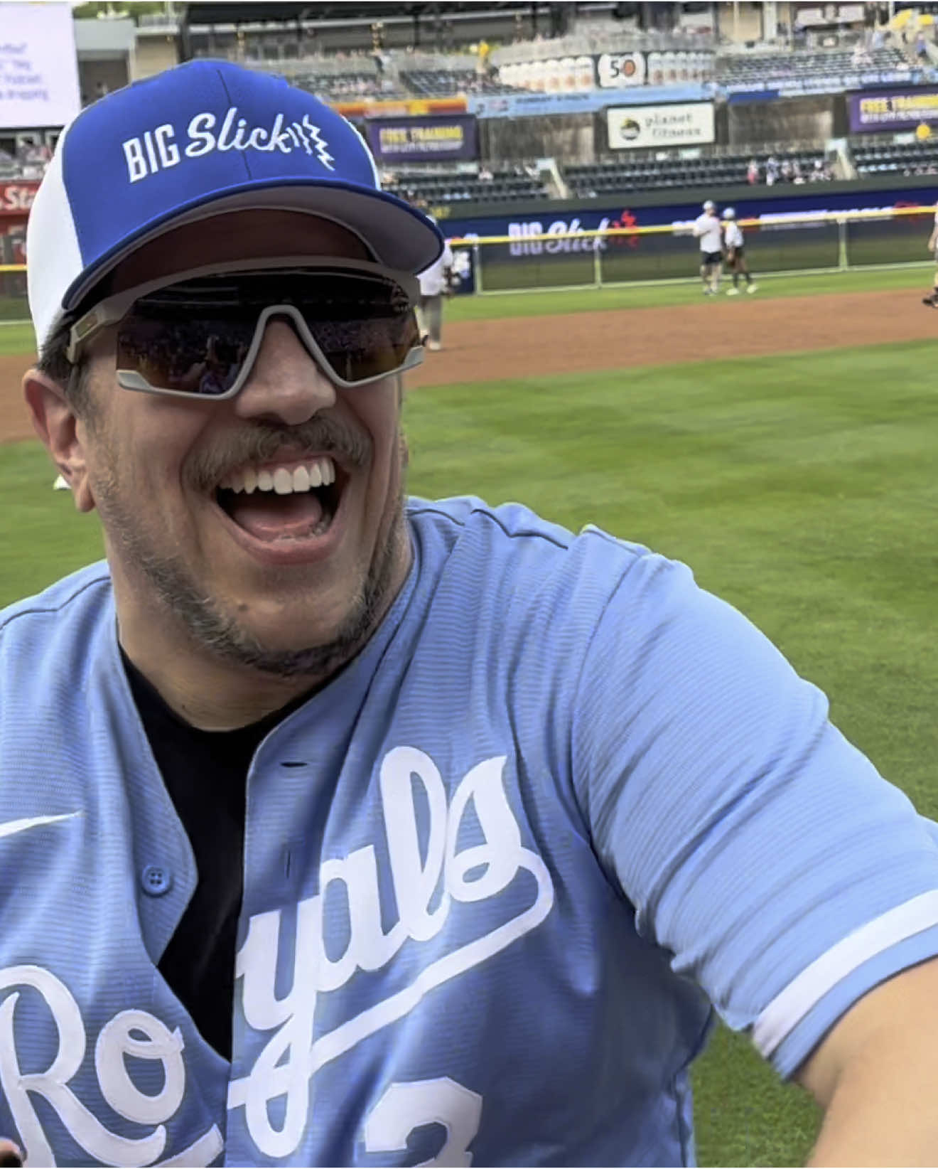 A post by @jamesmurrayjokers on TikTok caption: Grand slam home run by Sal Vulcano at the Big Slick charity softball game! @Sal Vulcano @Impractical Jokers 