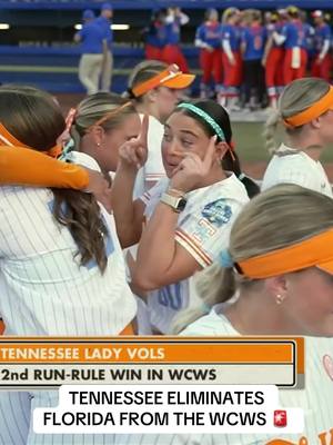 A post by @secnetwork on TikTok caption: The Lady Vols run rules the Gators to stay alive 🔥 #florida #tennessee #highlight #softball 