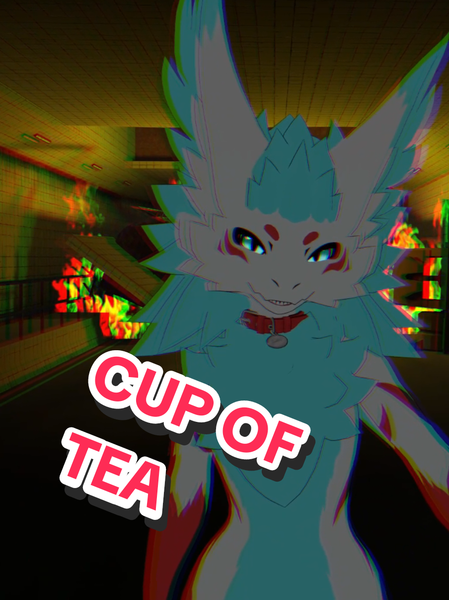 A post by @ on TikTok caption: Not my cup of tea #rakurim #furriesoftiktok #vrchat #furrymemes #furries 