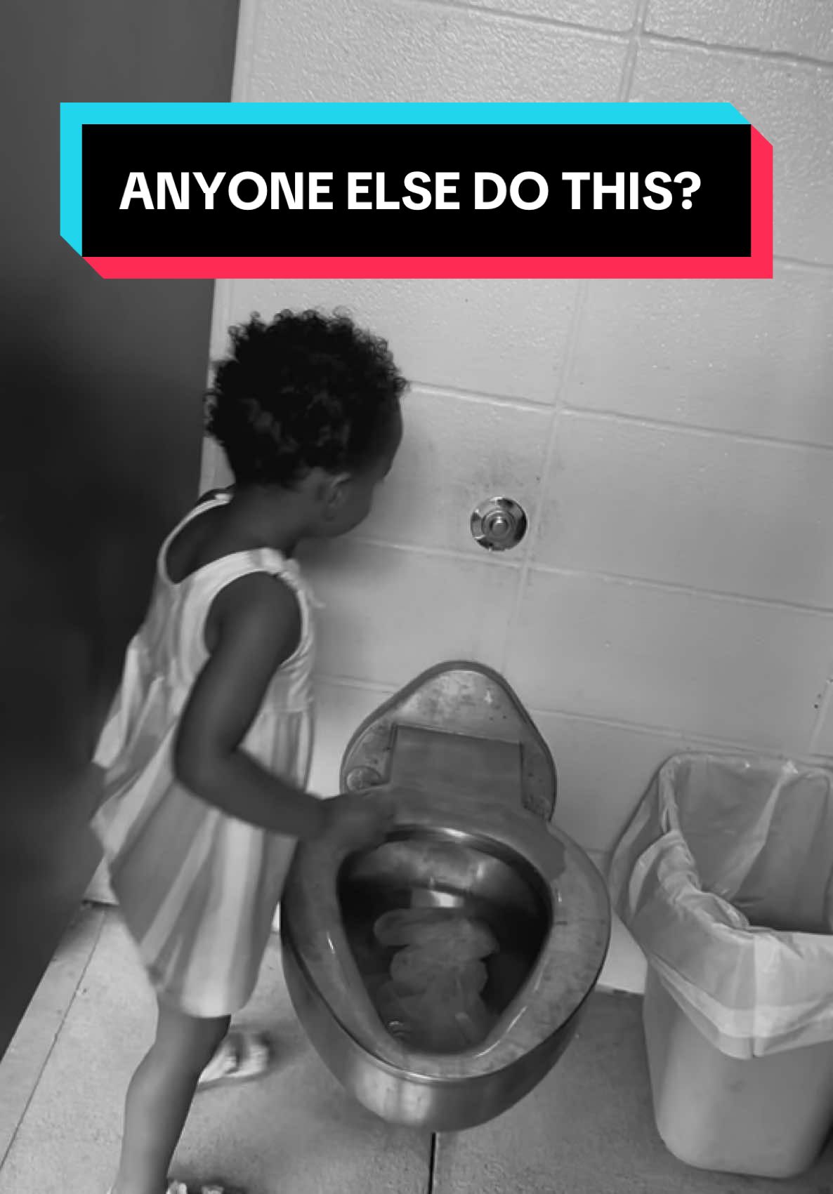 A post by @tbaphotography on TikTok caption: Teaching them young! We dislike nasty restrooms. #funnyvideos #kidsoftiktok #hometraining #toddlersoftiktok #toddlermom #bathroom #hack #haha 