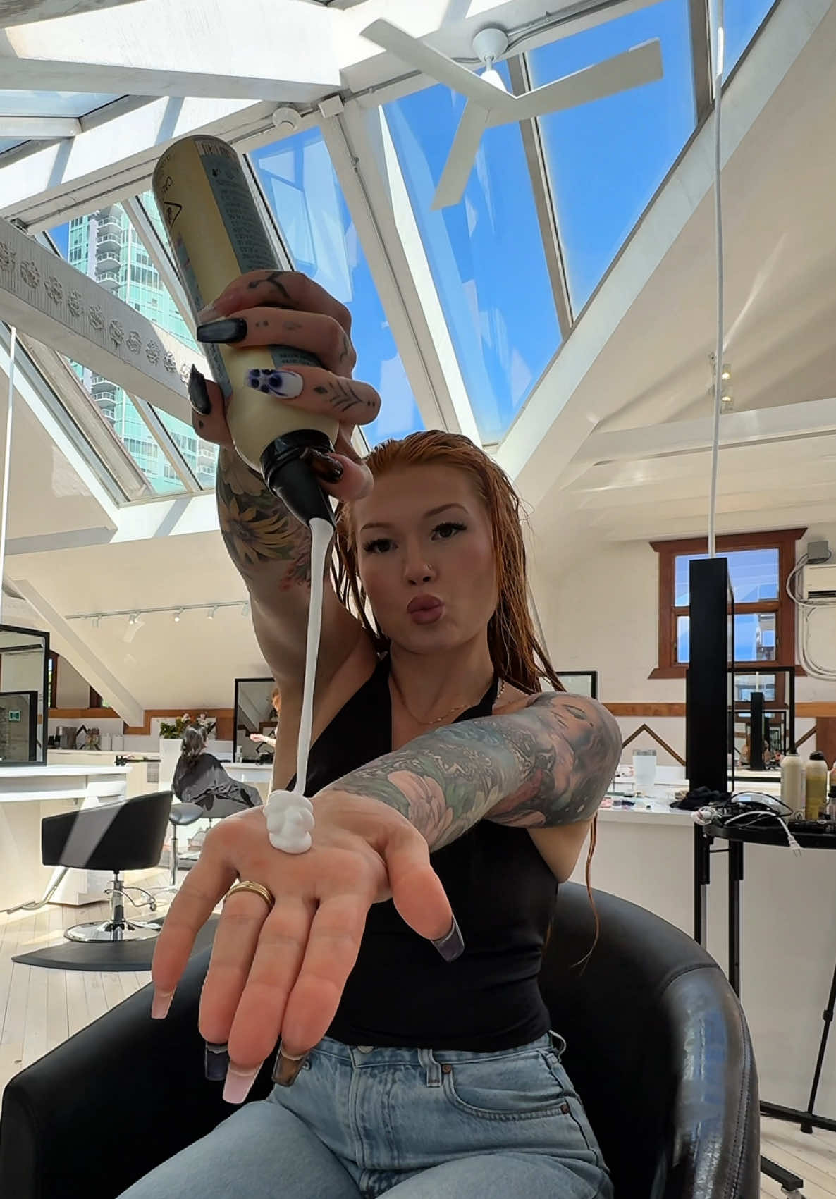 A post by @abbeybrookee on TikTok caption: Pack my kit to do / attend a wedding 💒 #copperhair #salonvlog ##weddinghair