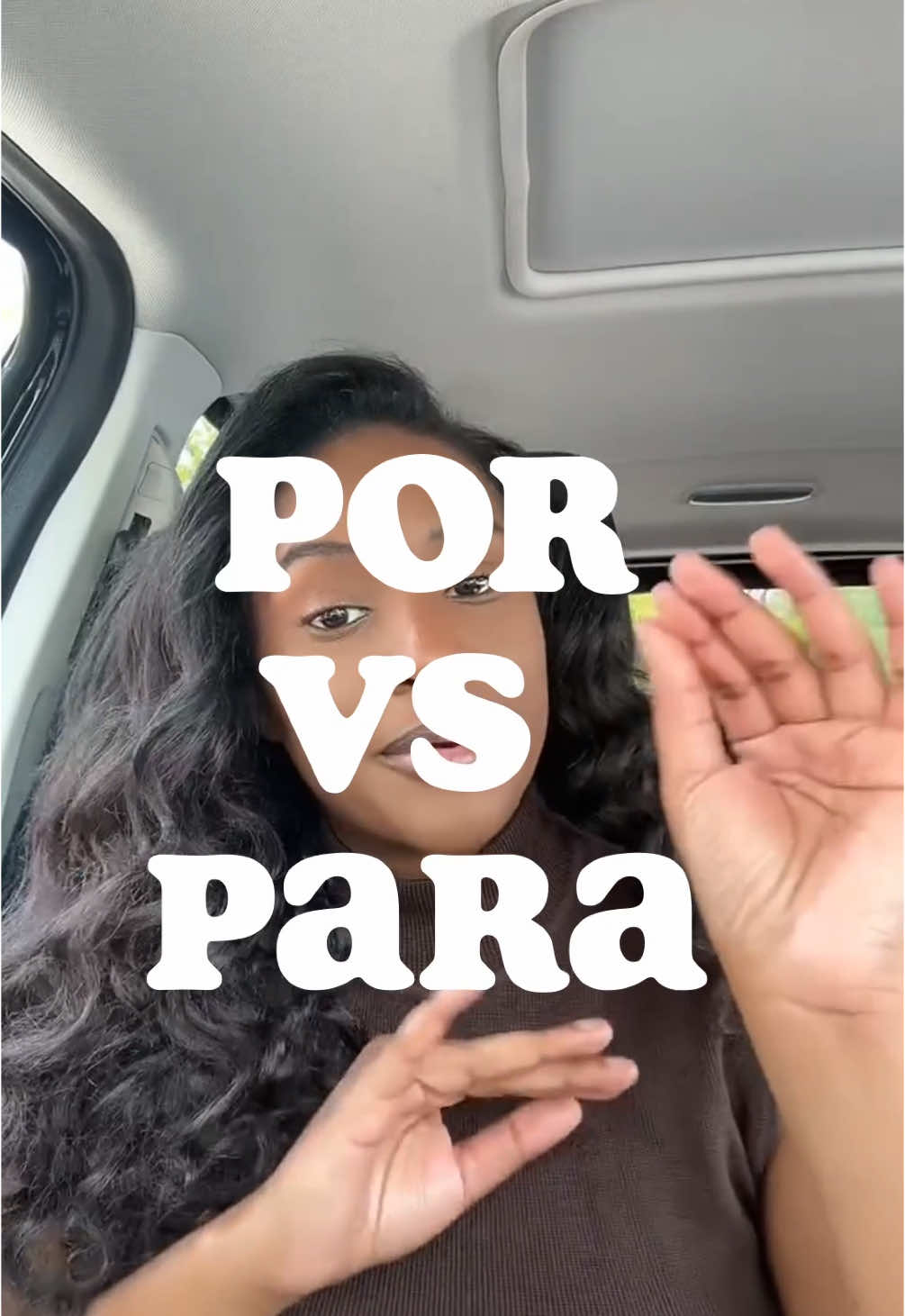 A post by @blackgirlpolyglot on TikTok caption: Let’s talk por vs. para!🧠Drop a comment using por or para 👀 let’s practice #spanishlearning #porvspara #lamaestramorena 