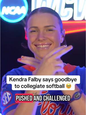 A post by @secnetwork on TikTok caption: The #senior gave her all in #Florida’s final game against #Tennessee ❤️ (via @NCAA Softball) #KendraFalby #Gator #softball 