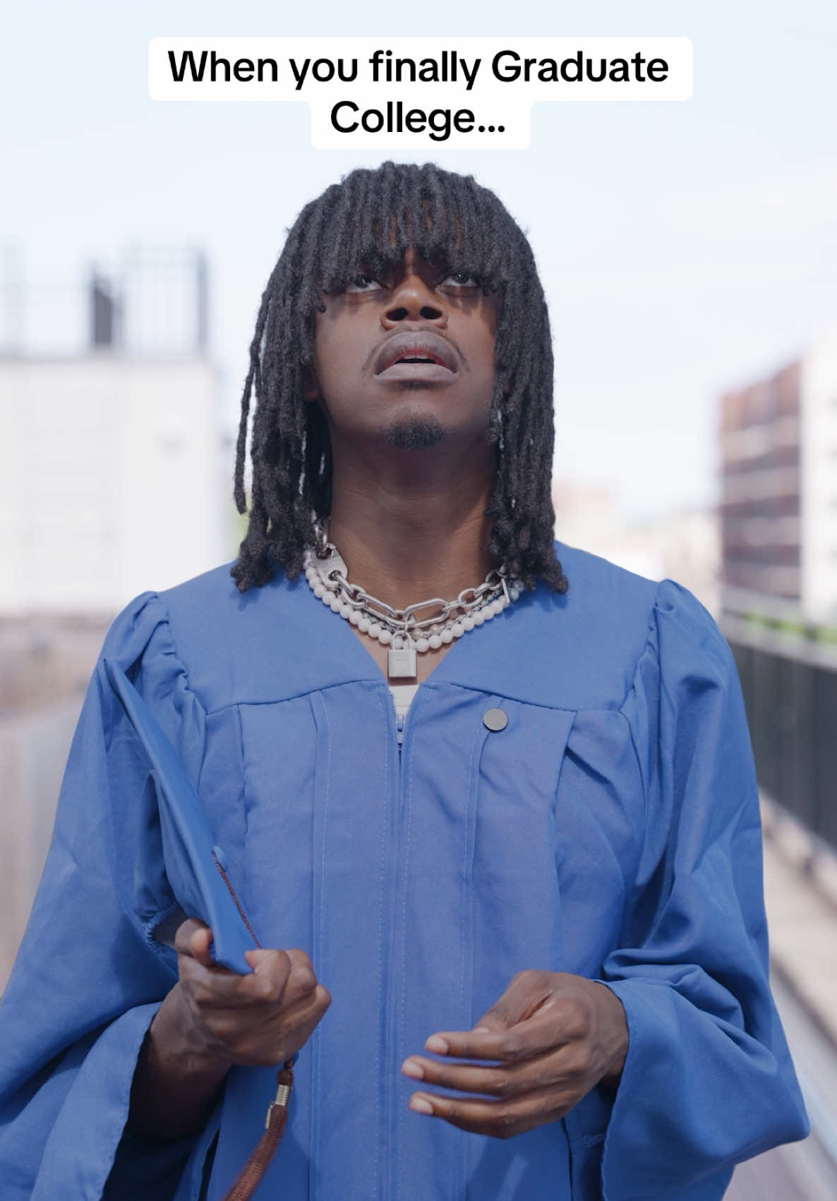 A post by @metronade on TikTok caption: Is this how it feels once you graduate 😭 #fyp #funny #invincible #cinematography #humor #college #real #relatable 