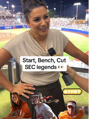A post by @secnetwork on TikTok caption: This is tough 😅 #softball #alabama #texas #tennessee #legends #college #sports 
