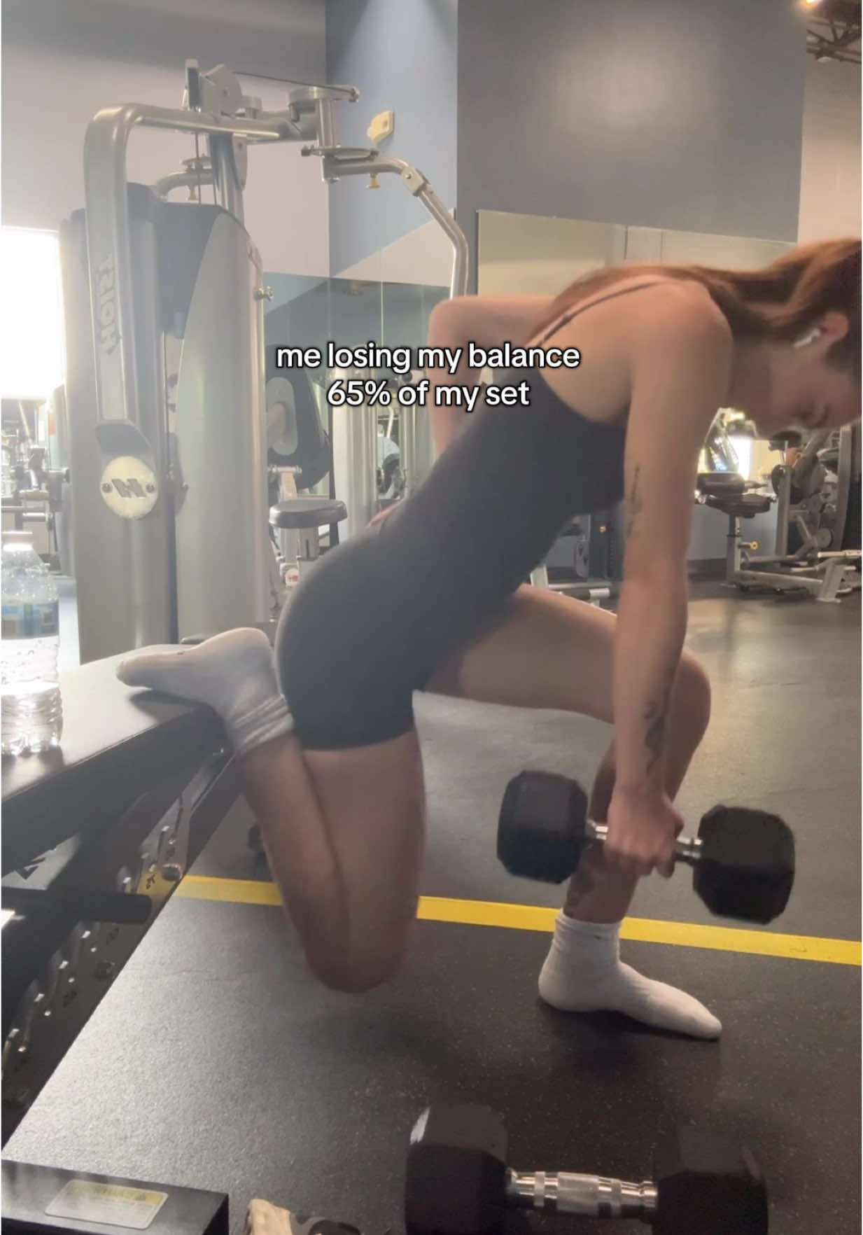 A post by @lexiorlove on TikTok caption: the 2nd time I actually almost fell #gym #splitsquats #lexiorlove #alexaorlove #workout #fail