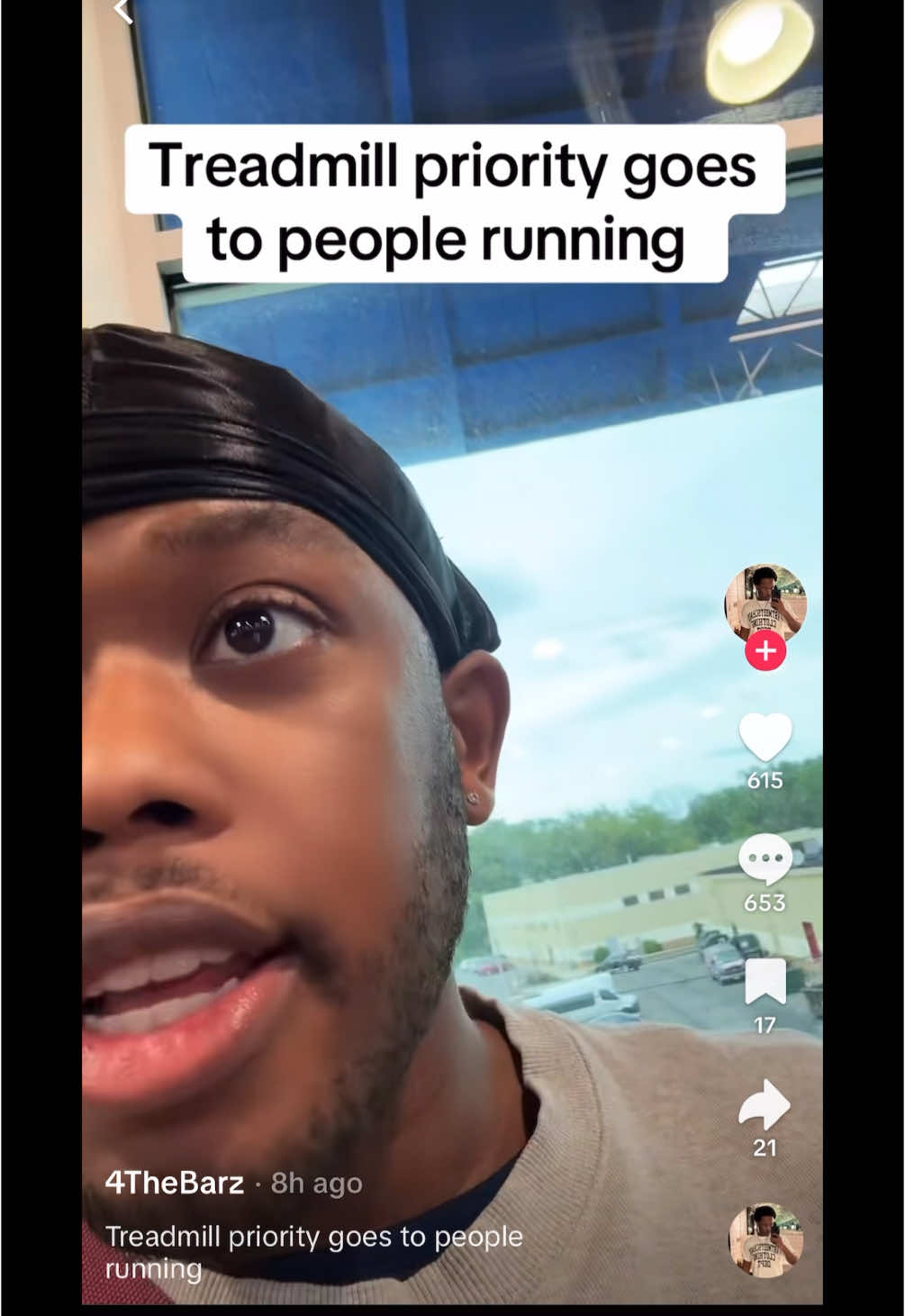 A post by @thejoeyswoll on TikTok caption: Treadmills are first come, first serve. Wait your turn like everybody else. #gymtok #gym #fyp
