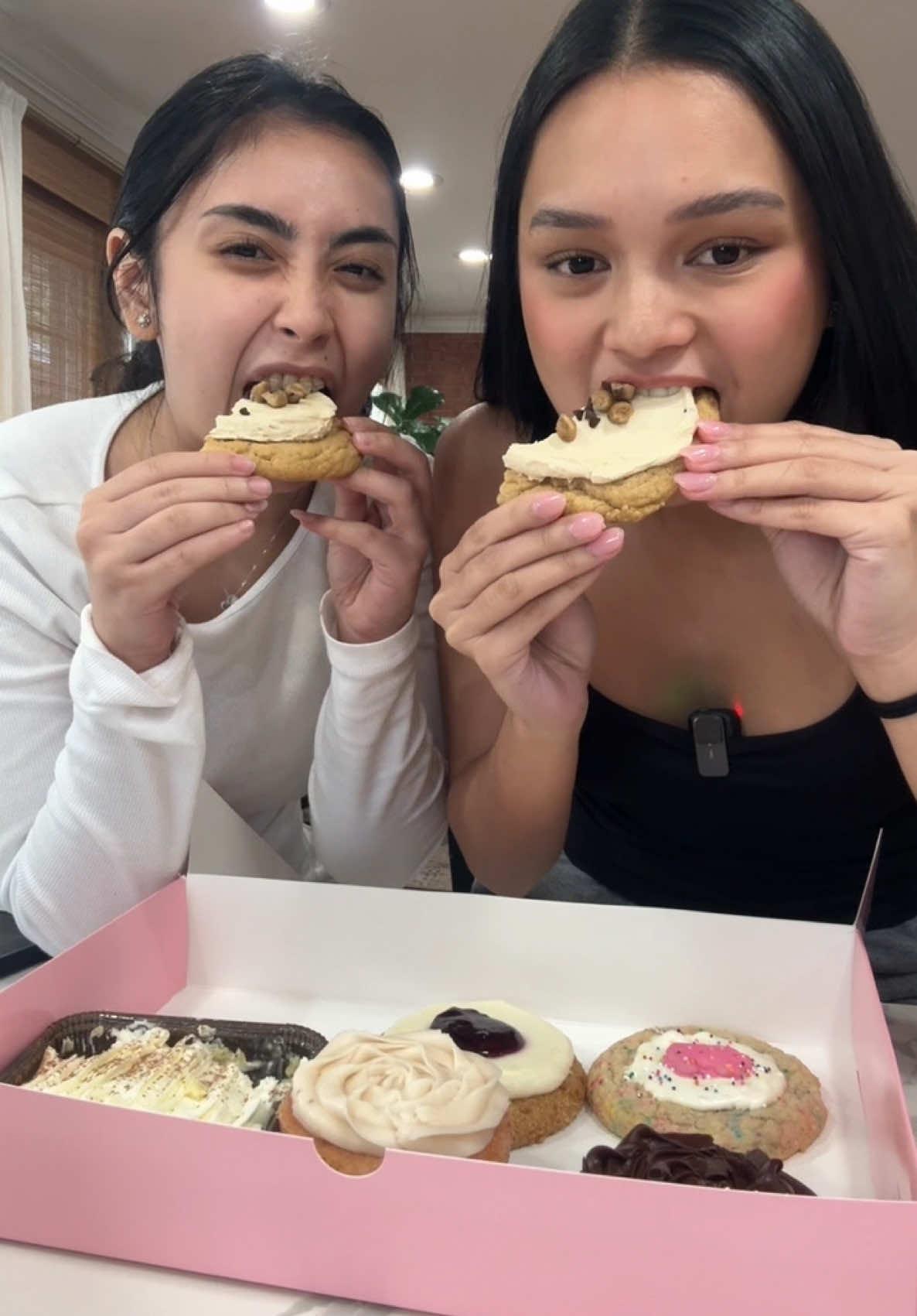A post by @beaaborres on TikTok caption: reason why we went here 🤣 crumbl mukbang w the bestie 🍪
