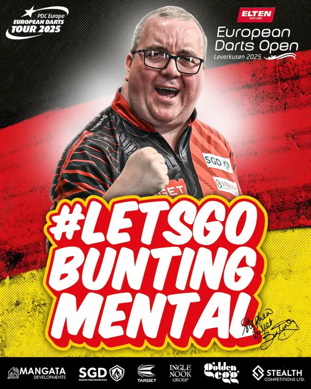 A post by @bunting180 on TikTok caption: Arrived back at the venue, time to prepare for this afternoons match. 🇩🇪 #LetsGoBuntingMental