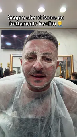A post by @gigipescheria on TikTok caption: A sharm i parrucchieri oltre a tagliarti i capelli ti fanno anche filo arabo e maschere facciali !  Ma qua di vengo a sapere la tipologia di prodotto che mi applicano rimango scioccato 😨🤦‍♂️