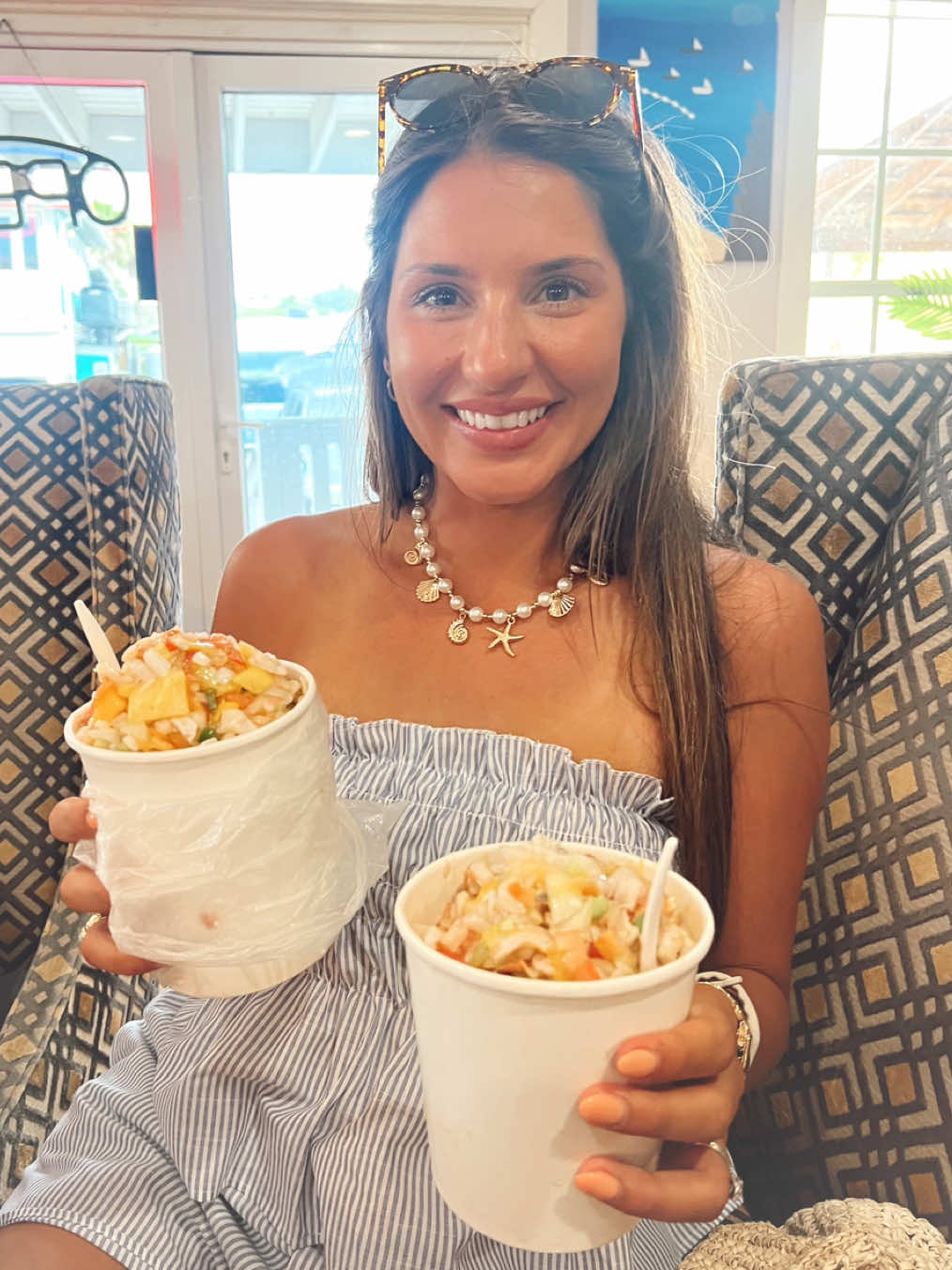 A post by @britscookin on TikTok caption: Bahamas Fish Fry!! 🐚✨ 🇧🇸💛 #bahamas #summer #bahamar 