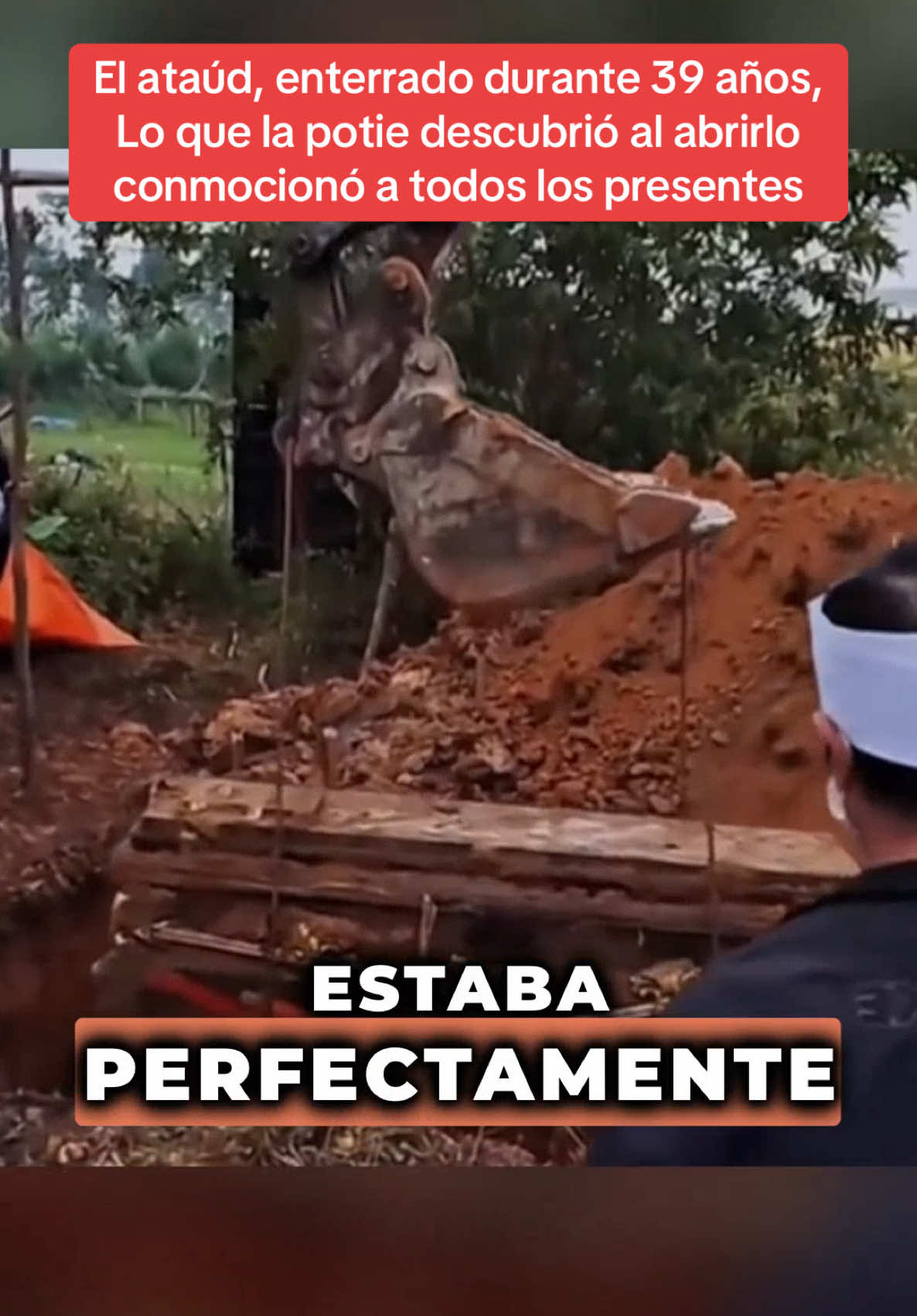 A post by @historia_real_estr on TikTok caption: El ataúd, enterrado durante 39 años, Lo que la potie descubrió al abrirlo conmocionó a todos los presentes. #sorprendente #historiasimpactantes #misterio #Sorpresa 