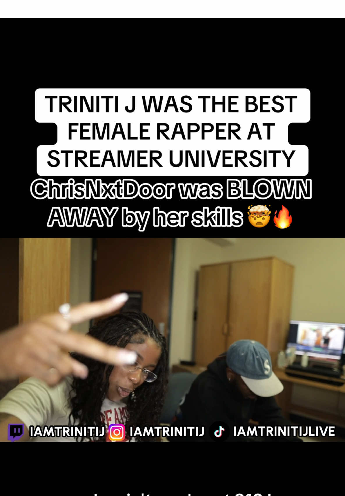 A post by @iamtrinitij on TikTok caption: Best rapper, no cap. #trinitij #streameruniversity #femalestreamer #femalegamer #gamergirls #amp #chrisnxtdoor #femalerapper 