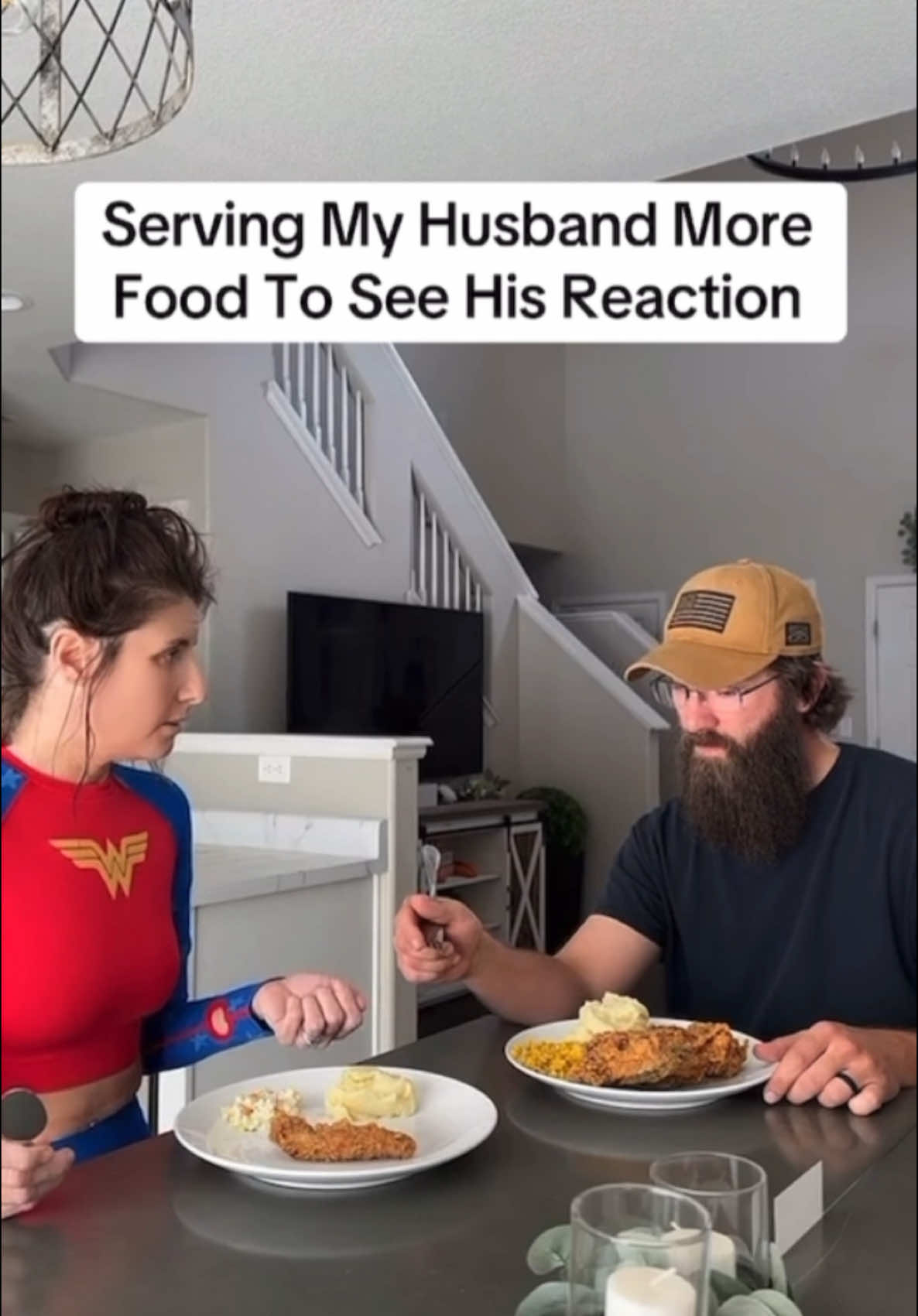 A post by @thugmomog on TikTok caption: He reacted exactly as I thought 🤟🏼✨ #couples #marriage #husbandwife #relationships #fyp #marriedlife #trending #prank #relatable #couplestiktok #fypシ 