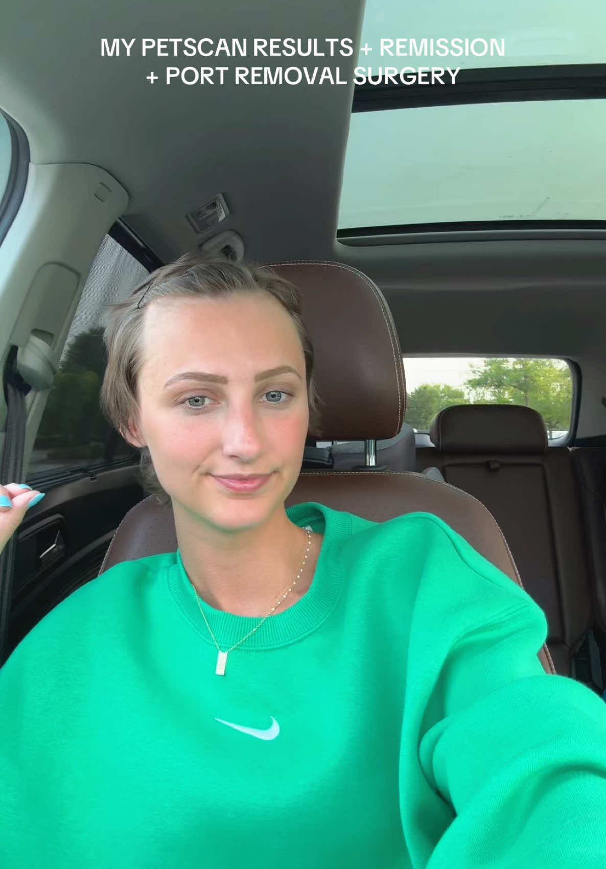 A post by @sierra_stone98 on TikTok caption: Happy national cancer survivors day!!! And a few days late from notional blood cancer day!! Perfect timing to officially be in remission! I’m super grateful! I’ll be having port surgery soon! 💛 #nonhodgkinslymphoma #cancersucks🎗 #fyp 