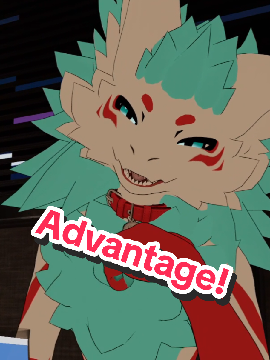A post by @ on TikTok caption: Advantage #rakurim #furriesoftiktok #vrchat #furrymemes #furries 